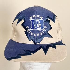 Vintage Duke University Blue Devils Drew Pearson Shockwave Jagged Strapback Hat